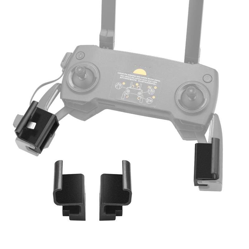 Drone Battery Case - ที่ยึดโทรศัพท์แบบรีโมทคอนโทรลสีดำ พร้อมขาตั้งและคลิปหนีบแบบยืดได้ สำหรับ DJI Mavic 2/Mini/Pro/Air